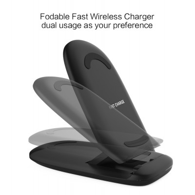 2018 New design customized LOGO fast Wireless charger for cell phone,3 coils foldable wireless charger